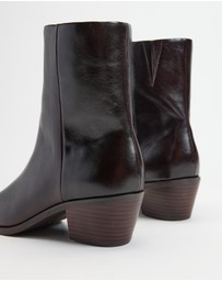 AERE - Smooth Leather Cowboy Ankle Boots