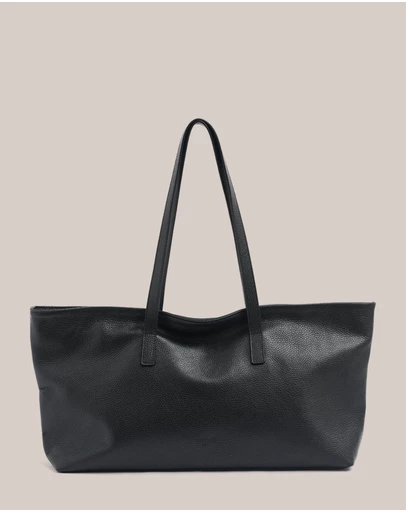 VESTIRSI - Mia Black Leather East West Slouchy Tote