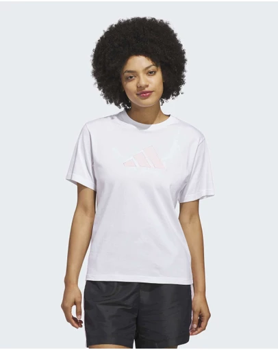 adidas Sportswear - TEXTURED GINGHAM BIG LOGO GRAPHIC T-SHIRT Womens