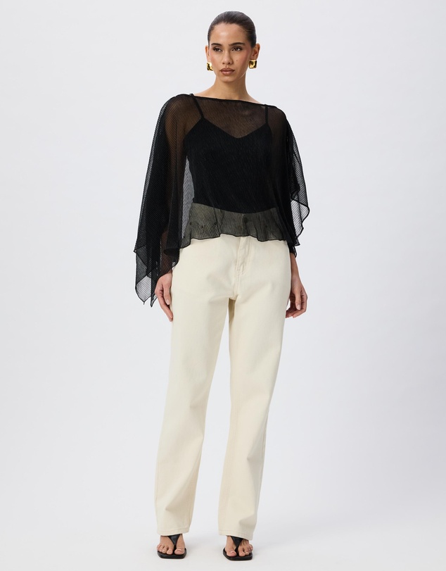 Tussah - Nyla Poncho Sheer Crinkle Off Shoulder Top