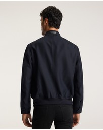 Calibre - Stand Collar Wool Bomber Jacket Navy