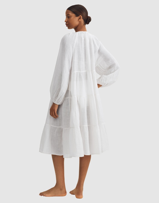 Polo Ralph Lauren - Cotton & Linen Tiered Long Sleeve Beach Dress