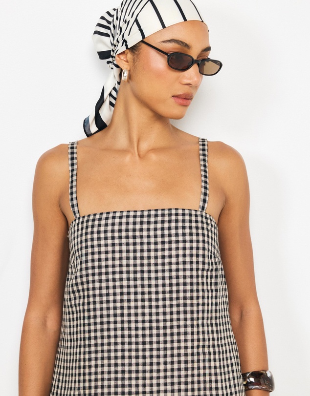 AERE - Avenly Linen Gingham Mini Dress