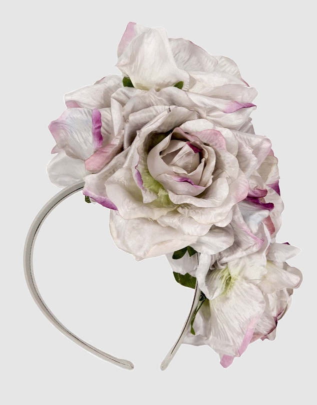 Max Alexander - Large Silver & Lilac Flower Fascinator Headband