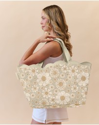 Sky Gazer - Scalloped Edge Beach Bag- Casuarina