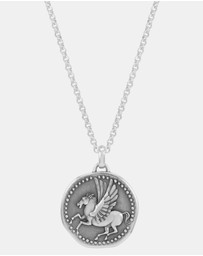 Dower & Hall - Men's 'Overcome and Thrive' Pegasus Talisman Necklace In Sterling Silver
