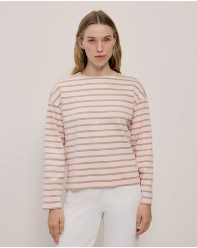 Trenery - Breton Stripe T-shirt in Blossom Pink