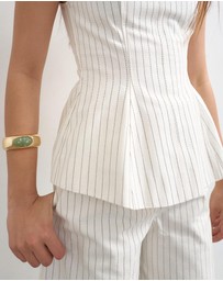 TOPSHOP - Para Striped High Neck Top