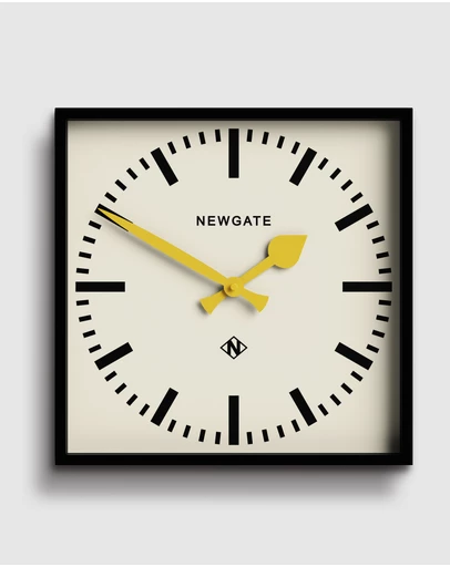 Newgate - Newgate Number Five Wall Clock Black Yellow Hands