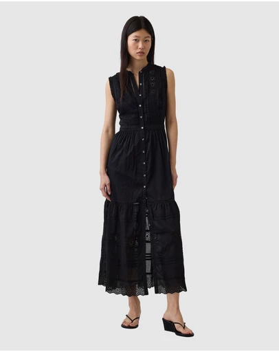 GAP - Sleeveless Lace Maxi Shirtdress