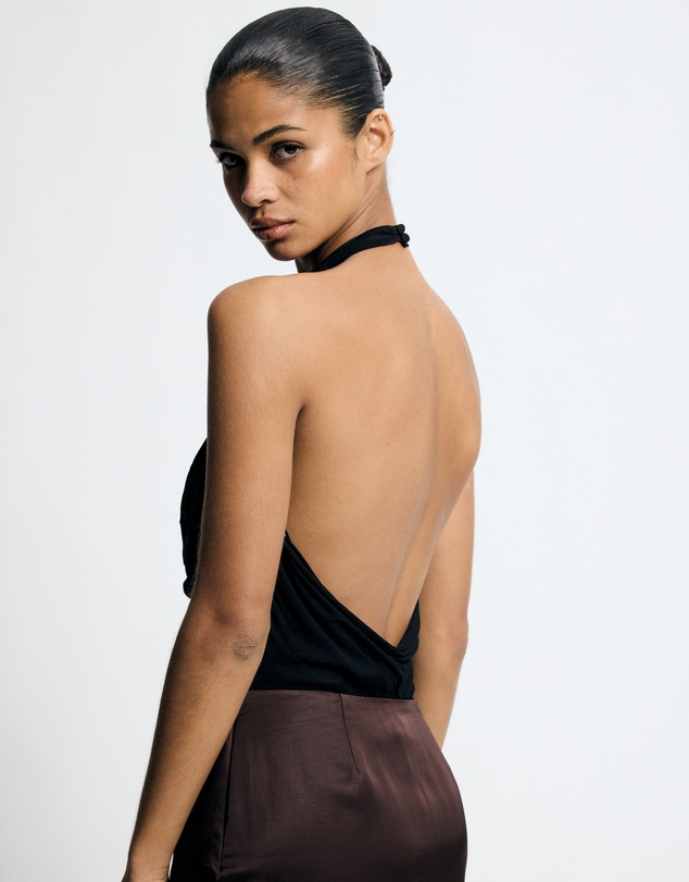 Lover - Jett Solid And Sheer Cowl Maxi Dress
