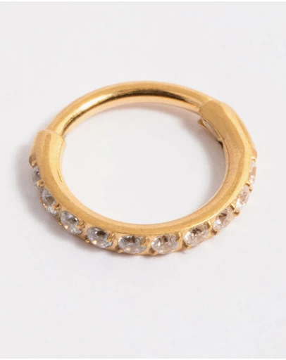 Lovisa - Titanium Single Half Cubic Zirconia Clicker Ring 6mm