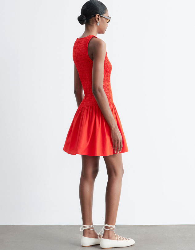 & Other Stories - Smocked Cotton Poplin Mini Dress