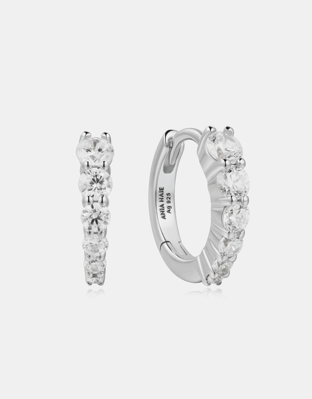 Ania Haie - Ania Haie Silver Gradient Pave Huggies