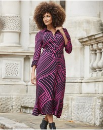 Sosandar - Geometric Print Belted Midi Dress
