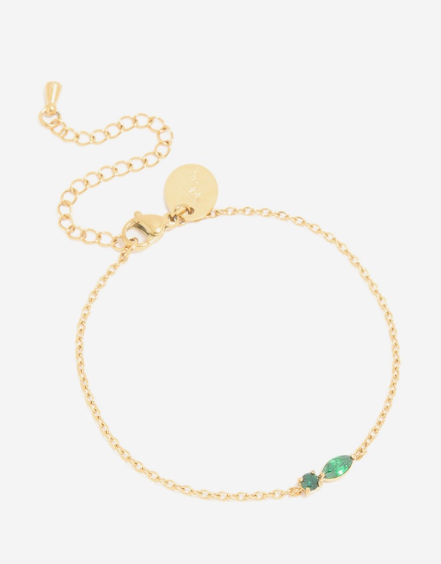 Lovisa - Waterproof Gold Plated Stainless Steel May Green Cubic Zirconia Birthstone Bracelet