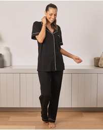 Angel Maternity - Maternity and Nursing Short Sleeve Pyjama Set in Black