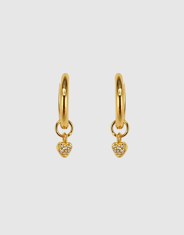 Izoa - Elisse Heart Huggie Earrings