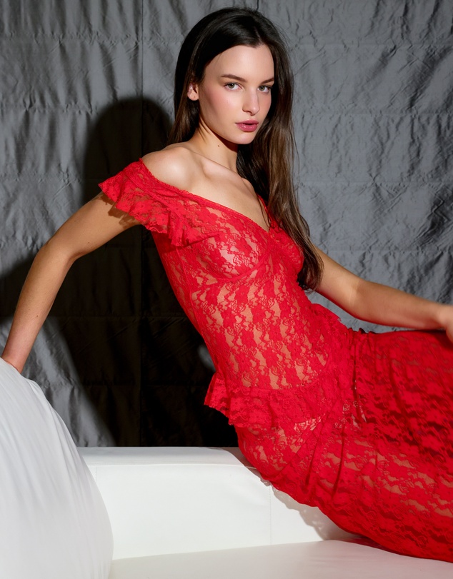 Love and Nostalgia - Summer Love Lace Midi Dress - Red