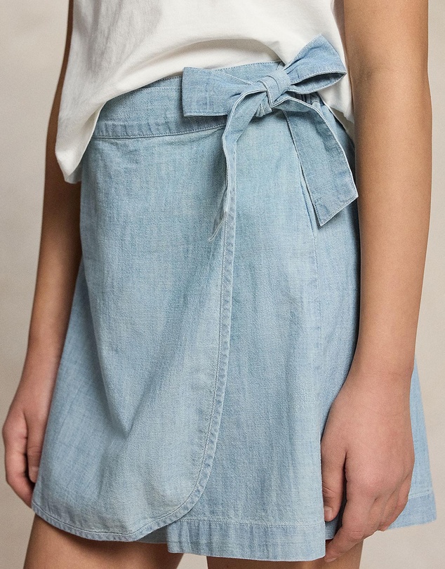 Polo Ralph Lauren - Indigo Chambray Wrap Skort - Kids-Teens