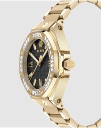 Philipp Plein - Plein Lady Royal - 39mm Black dial with baguette-cut crystals Gold-tone watch