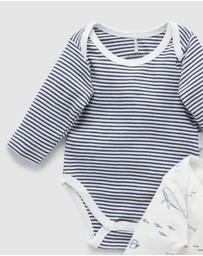 Purebaby - Easy Neck L/S Bodysuit 2 pack-Babies