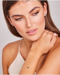 Zoe Olivia - 9K Gold Malachite Petal Stud Earrings