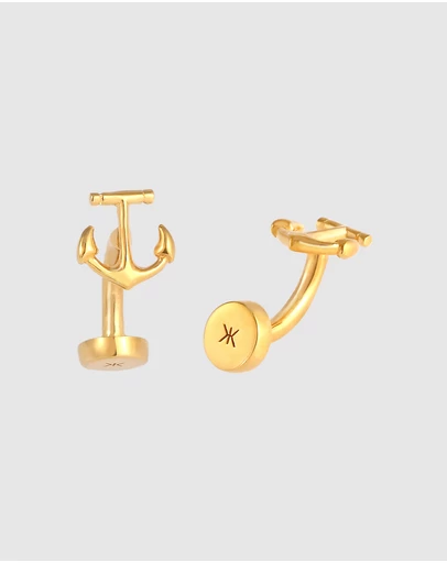 Kuzzoi - ICONIC EXCLUSIVE - Anchor Cufflinks in Gold-Plated 925 Silver