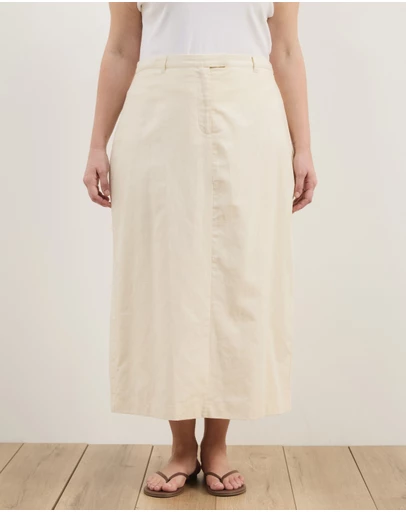 Atmos&Here Curvy - Heidi Linen Blend Midi Skirt
