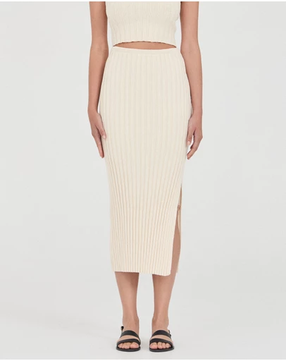 FRIEND of AUDREY - The Cotton Rib Midi Skirt