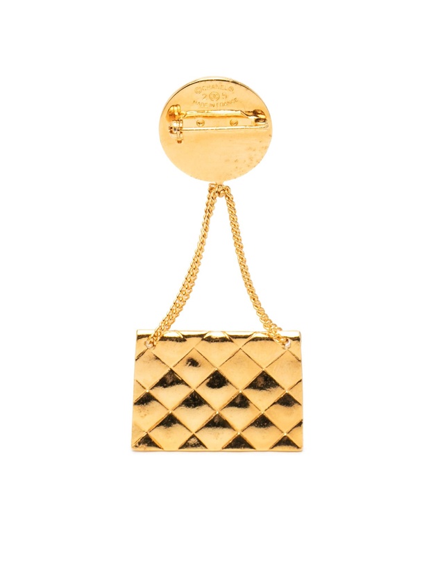 Pre-Loved by Azura Reborn - Pre-Loved CC Gold Plated Quilted Flap Bag Medallion Brooch