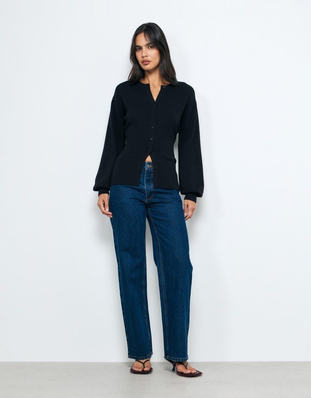 AERE - Bria Cotton Cashmere Blend Waisted Cardigan