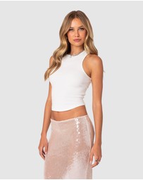 EDIKTED - Koko Ribbed Lace Up Tank Top