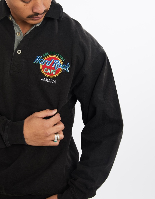 Vintage by The Real Deal - Pre Loved - Vintage 90s Hard Rock Cafe Long Sleeve Polo Shirt