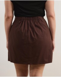 Atmos&Here Curvy - Sage Cotton Linen Blend Mini Skirt