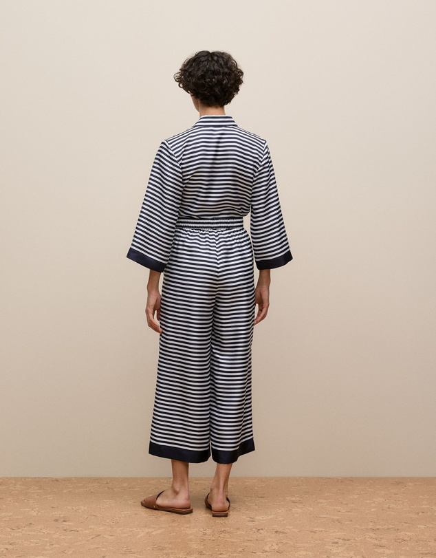 Trenery - Silk Stripe Cropped Pant in Night Sky