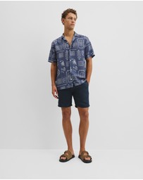 Country Road - Short Sleeve Tencel Linen Stamp Print Shirt