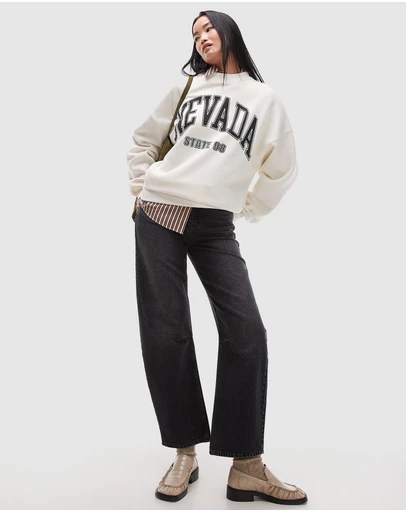 TOPSHOP - Barrel Mid Rise Jeans