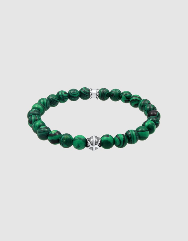 Kuzzoi - ICONIC EXCLUSIVE - Malachite Bead Bracelet with Sterling Silver Elements