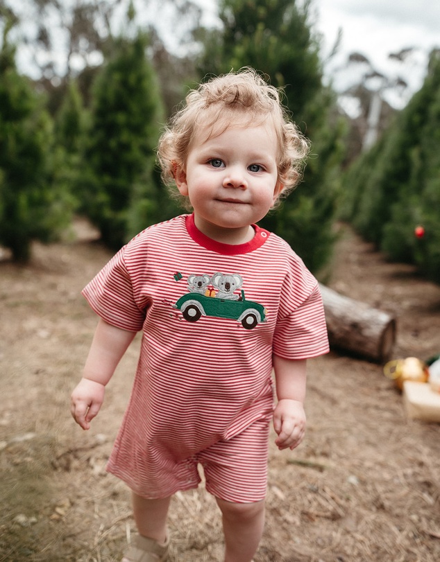 Purebaby - Christmas Striped Growsuit-Kids-Babies