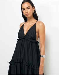 AERE - Ivara V-Neck Tiered Maxi Dress