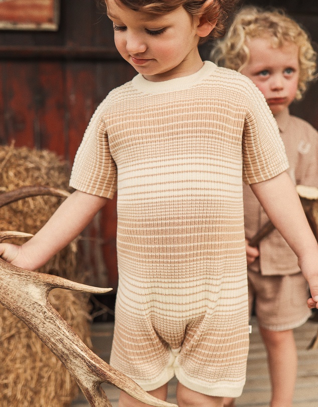 Kynd Baby - Knit Slouchy Romper in Mocha