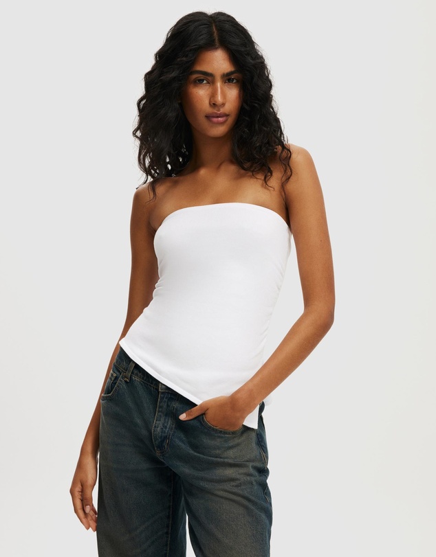 Cotton On - Asymmetric Ruched Bandeau Top