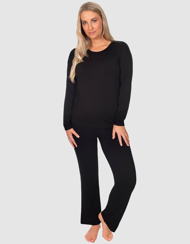 B Free Intimate Apparel - Bamboo Long Sleeve Top and Flare Pants Pyjama Set