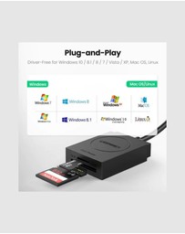 Ugreen - UGreen 2-In-1 USB 3.0 A Card Reader Black