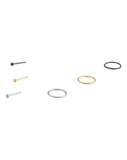 Lovisa - Mixed Metals Nose Ring Stud 6-Pack