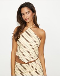 Dazie - Vacay Stripe Halter Neck Top