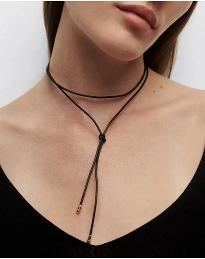 PDPAOLA - Dana Leather Bow Necklace
