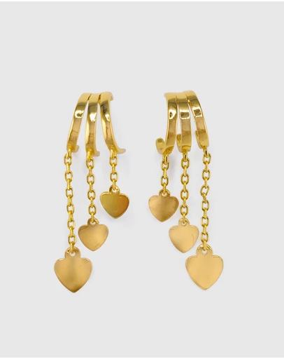 Izoa - Hearts 3-in-1 Trio Huggie Earrings