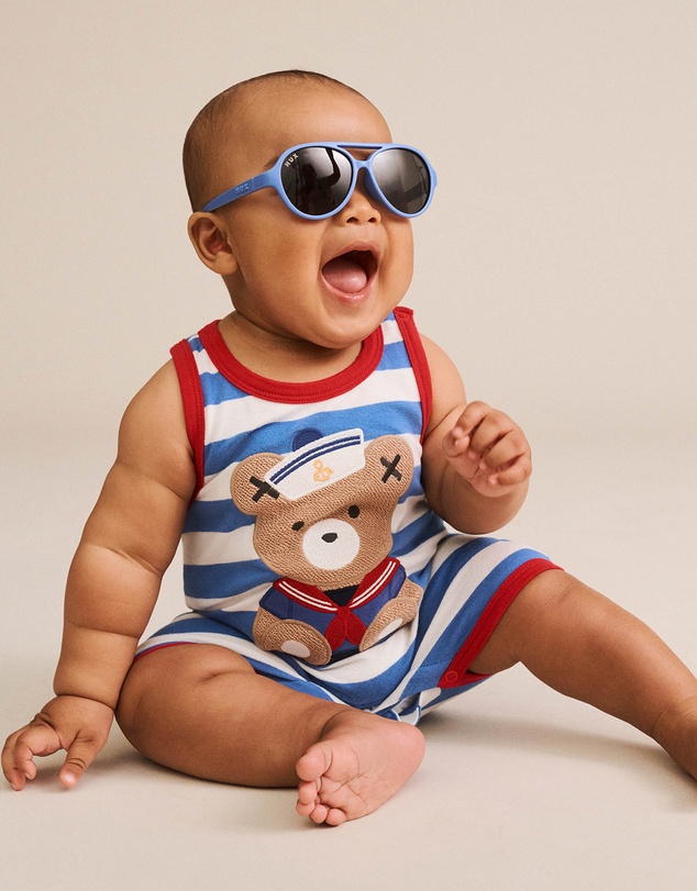 Huxbaby - Stripe Sitting Hux Sleeveless Romper - Babies